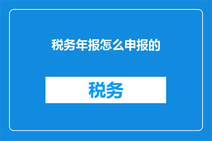 税务年报怎么申报的