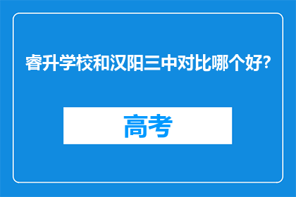 睿升学校和汉阳三中对比哪个好？