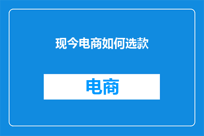 现今电商如何选款