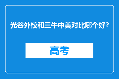 光谷外校和三牛中美对比哪个好？