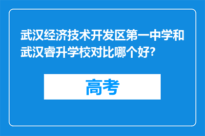 武汉经济技术开发区第一中学和武汉睿升学校对比哪个好？