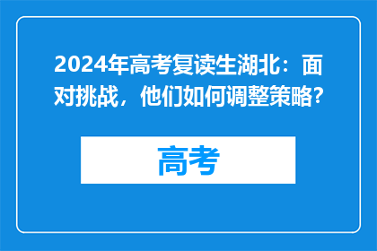2024年高考复读生湖北：面对挑战，他们如何调整策略？