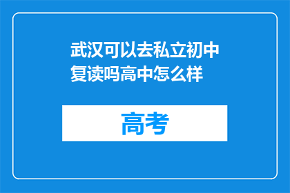 武汉可以去私立初中复读吗高中怎么样(武汉的私立初中是否提供高中复读服务？)