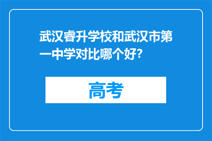 武汉睿升学校和武汉市第一中学对比哪个好？(武汉睿升学校与武汉市第一中学：选择哪所学校更好？)