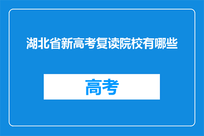 湖北省新高考复读院校有哪些