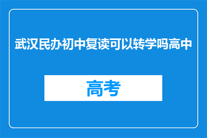 武汉民办初中复读可以转学吗高中(武汉民办初中复读生能否转学至高中？)
