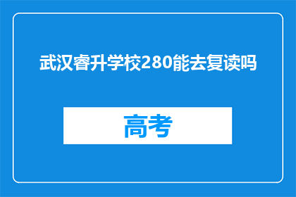 武汉睿升学校280能去复读吗