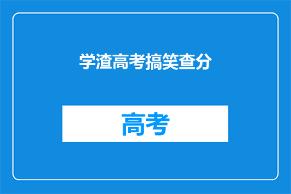学渣高考搞笑查分