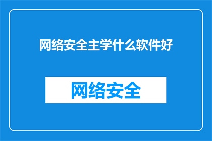网络安全主学什么软件好