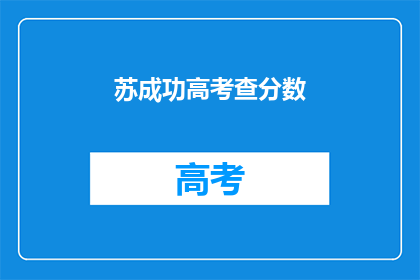 苏成功高考查分数