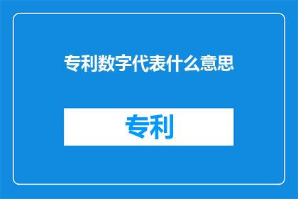 专利数字代表什么意思