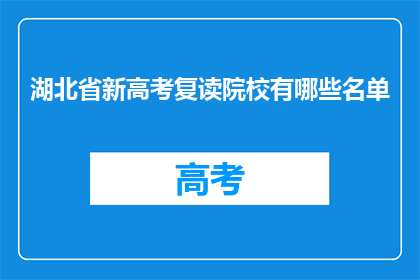 湖北省新高考复读院校有哪些名单