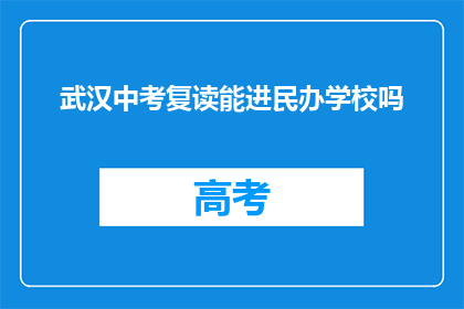 武汉中考复读能进民办学校吗