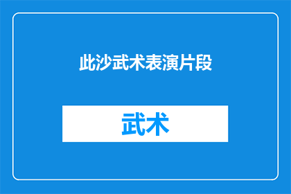 此沙武术表演片段
