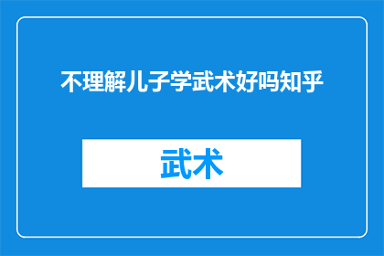 不理解儿子学武术好吗知乎(探讨：儿子学习武术是否有益？知乎上的讨论引发深思)