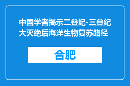 中国学者揭示二叠纪-三叠纪大灭绝后海洋生物复苏路径