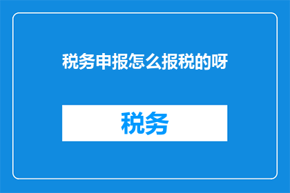 税务申报怎么报税的呀(如何正确进行税务申报？)