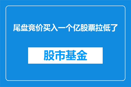尾盘竞价买入一个亿股票拉低了(尾盘竞价期间，为何一个亿的巨额股票交易被拉低？)