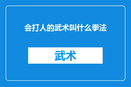 会打人的武术叫什么拳法(武术中，哪种拳法能够让人学会如何以力量和技巧对抗？)