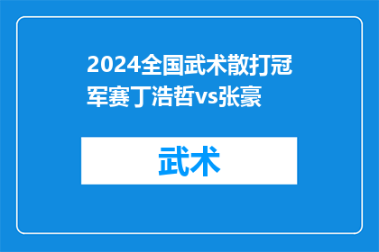 2024全国武术散打冠军赛丁浩哲vs张豪(2024年全国武术散打冠军赛：丁浩哲与张豪的较量将如何改写历史？)